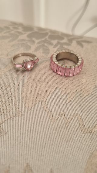 Coppia anelli pietre rosa