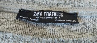 Jersey gris ZARA punto mangas con frunce