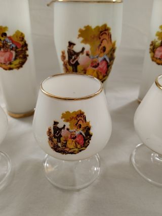 Juego copas, vasos y cubitera vintage
