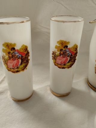 Juego copas, vasos y cubitera vintage