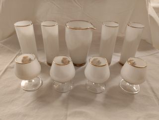 Juego copas, vasos y cubitera vintage