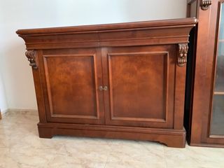Cómoda + vitrina madera maciza de caoba