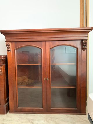 Cómoda + vitrina madera maciza de caoba
