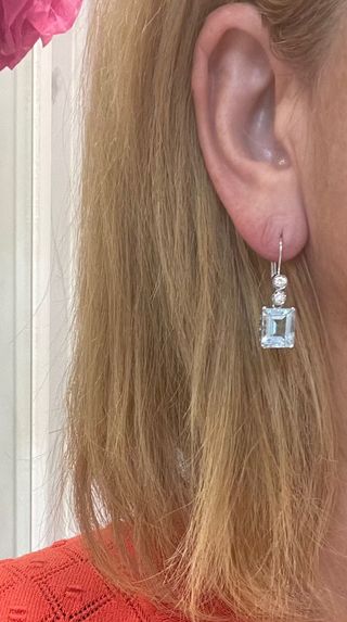 Pendientes aguanarina natural y diamantes 