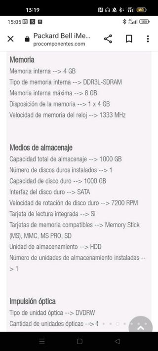 Ordenador Packard Bell imedia s2883