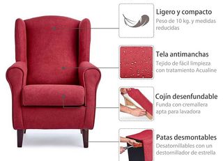 Sillón butaca tapizado Rosa