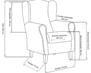 Sillón butaca tapizado Rosa