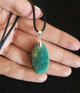 Colgante de Crisoprasa y Plata de Ley.