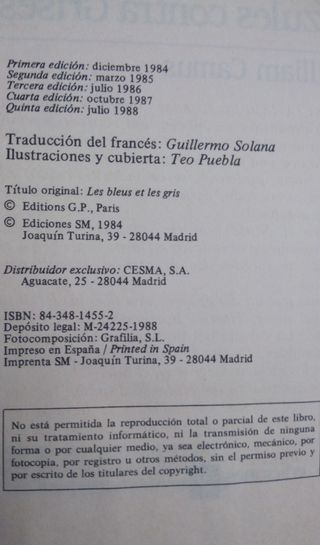 LIBRO AZULES CONTRA GRISES Infantil Juven B. Vapor