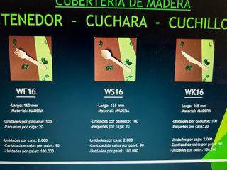 cucharas , tenedores y cuchillos biodegradables