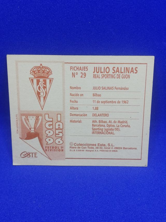 Cromo Julio Salinas 95 96