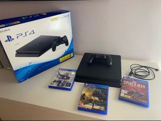PS4 SLIM CON CAJA Y JUEGOS