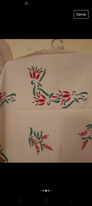 MANTEL VINTAGE PINTADO A MANO