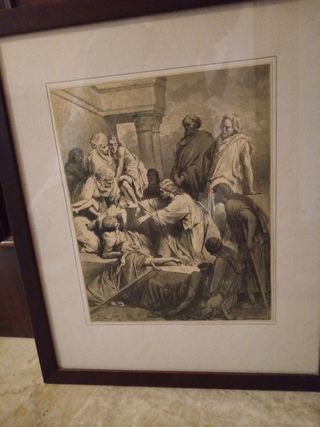 Coppia quadri con stampe a soggetto religioso 