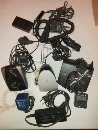 Lote teléfonos inalámbricos, cargadores, adaptador