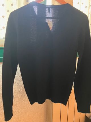 Rebeca lana fina negra botones nacarados Benetton