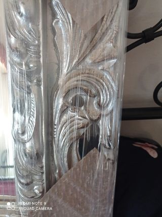 Specchio barocco intagliato in foglia argento