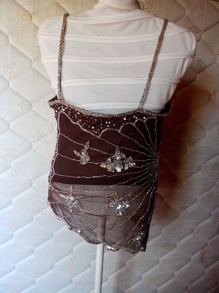 Camiseta lentejuelas transparente vintage