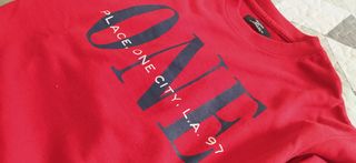 sudadera Roja con letras, S, Bershka