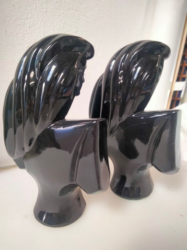 Coppia Busti ceramica stile deco'