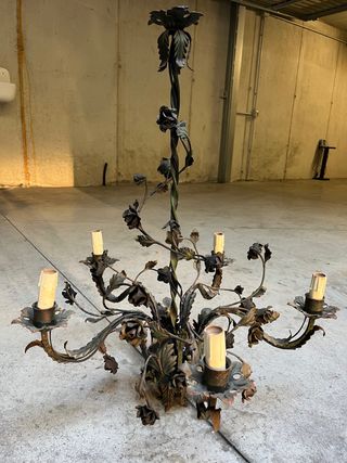 lampadario in ferro battuto antico 5 lampade