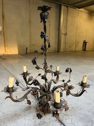 lampadario in ferro battuto antico 5 lampade