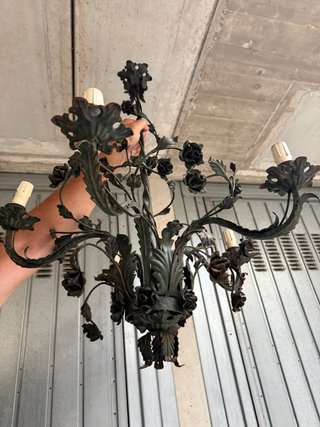 lampadario in ferro battuto antico 5 lampade