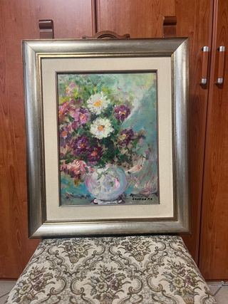 Cassina, Vaso di fiori, olio su masonite, anni ‘70