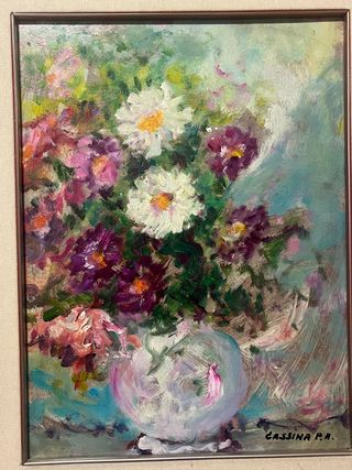 Cassina, Vaso di fiori, olio su masonite, anni ‘70