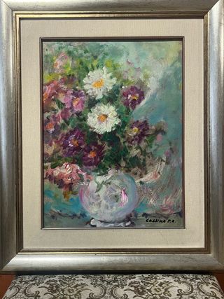 Cassina, Vaso di fiori, olio su masonite, anni ‘70