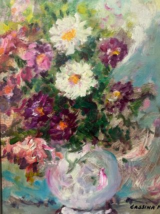 Cassina, Vaso di fiori, olio su masonite, anni ‘70