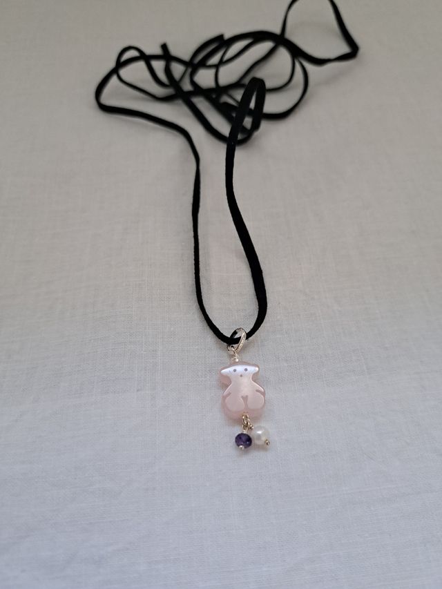 Colgante oso tous cuarzo rosa