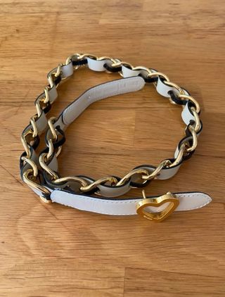 Moschino leather heart belt gold chain