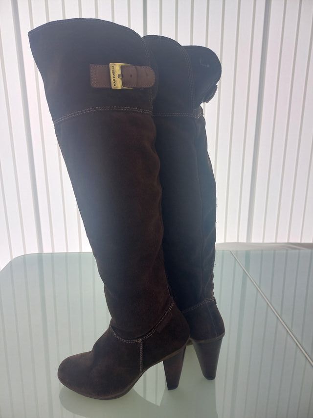 Botas Martinelli de piel marrón ante para mujer