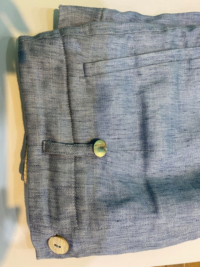 Pantaloni azzurri donna 44 lino cotone