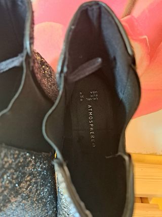 Botines bajos purpurina tacón ancho