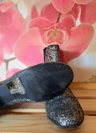 Botines bajos purpurina tacón ancho