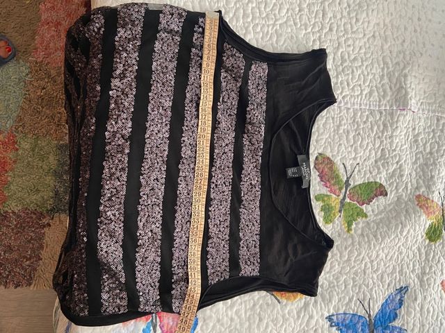 Top lentejuelas Mango negro