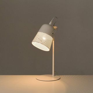 LAMPARA MESA FOCO VINTAGE METAL BLANCO 38X15 NUEVO