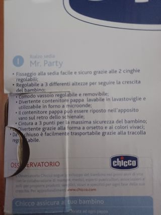 Sedia per pappa Chicco