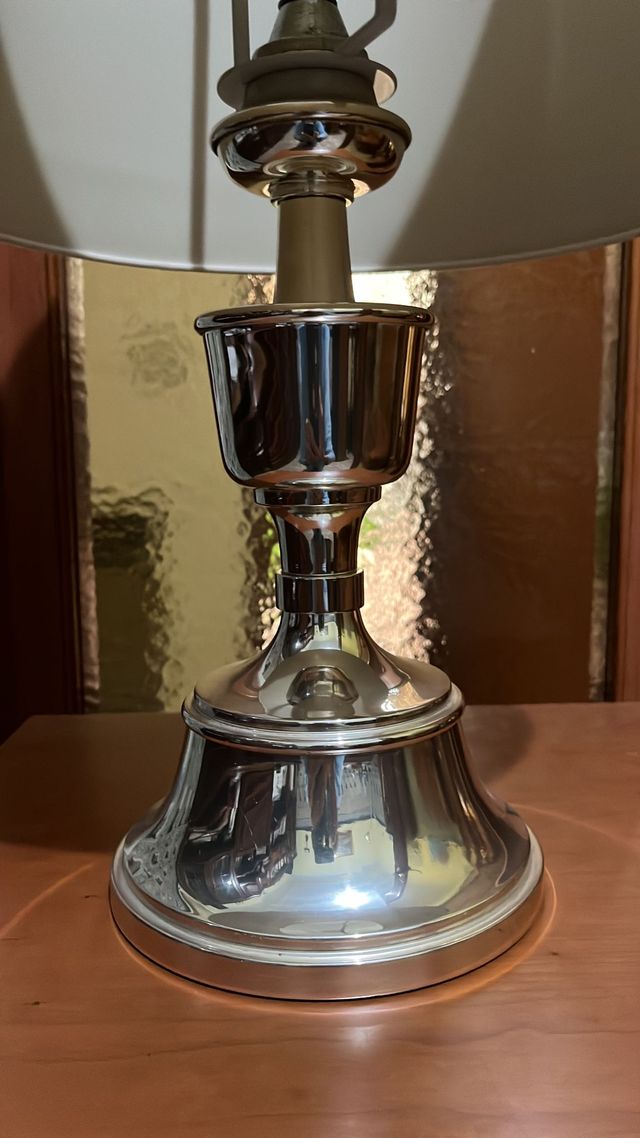 lampara de sobremesa, baño de plata silver 