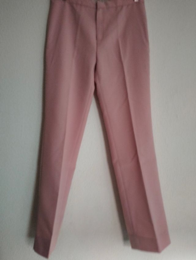Pantalón recto rosa palo