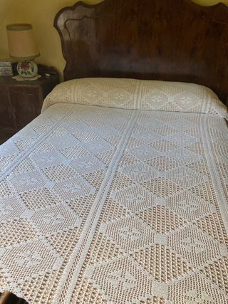 colcha ganchillo blanca matrimonio