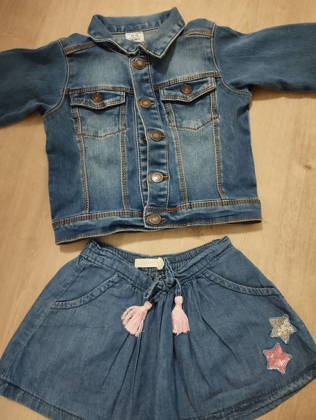 Chaqueta y falda vaquera niña