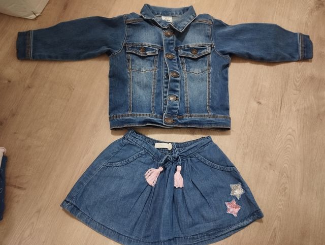 Chaqueta y falda vaquera niña