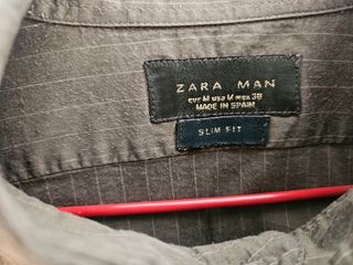 Camisa Zara T38 slim fit verde militar