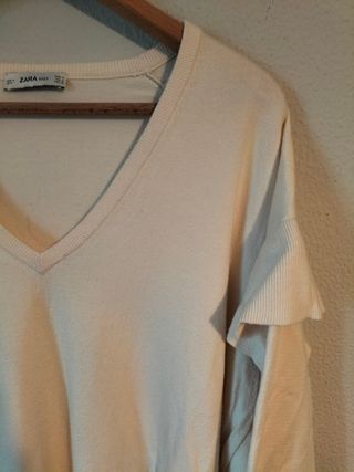 Jersey Zara Volantes Crema