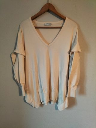 Jersey Zara Volantes Crema