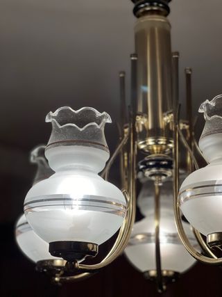 Antigua Lámpara Techo Dorada