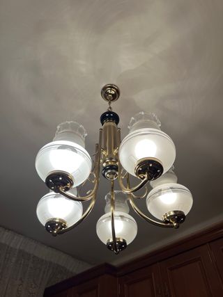 Antigua Lámpara Techo Dorada